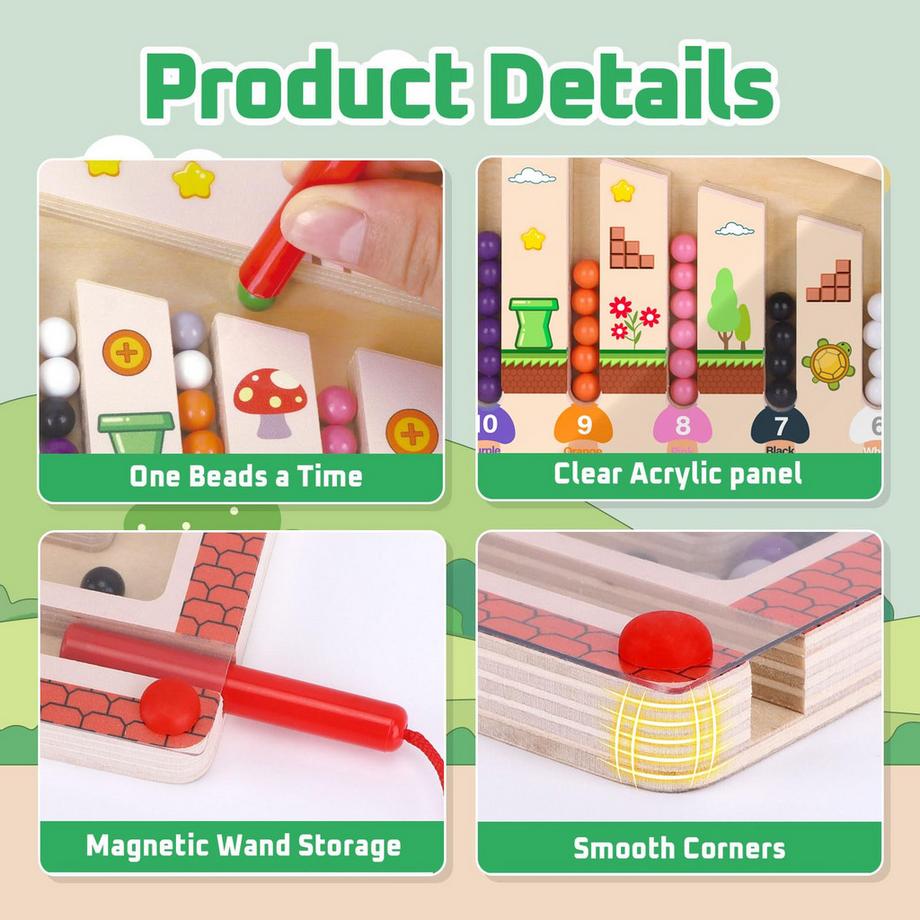 Activity-board  Jeu magnétique labyrinthe cadeau enfant jeu de tri en bois chiffres et couleurs jouet éducatif 