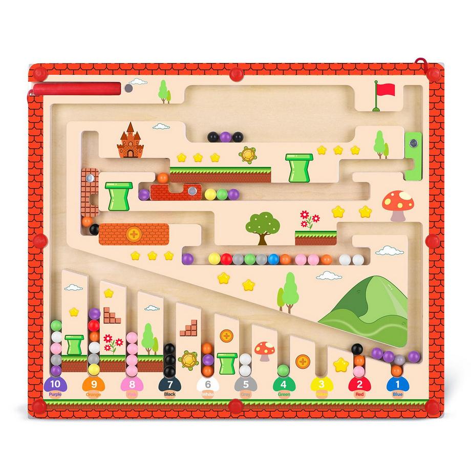 Activity-board  Jeu magnétique labyrinthe cadeau enfant jeu de tri en bois chiffres et couleurs jouet éducatif 