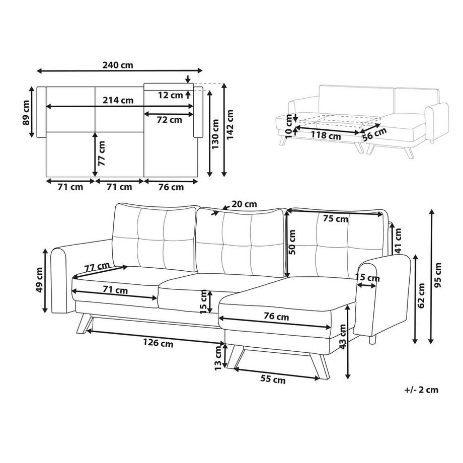 Beliani Ecksofa aus Stoff Skandinavisch SIRO  