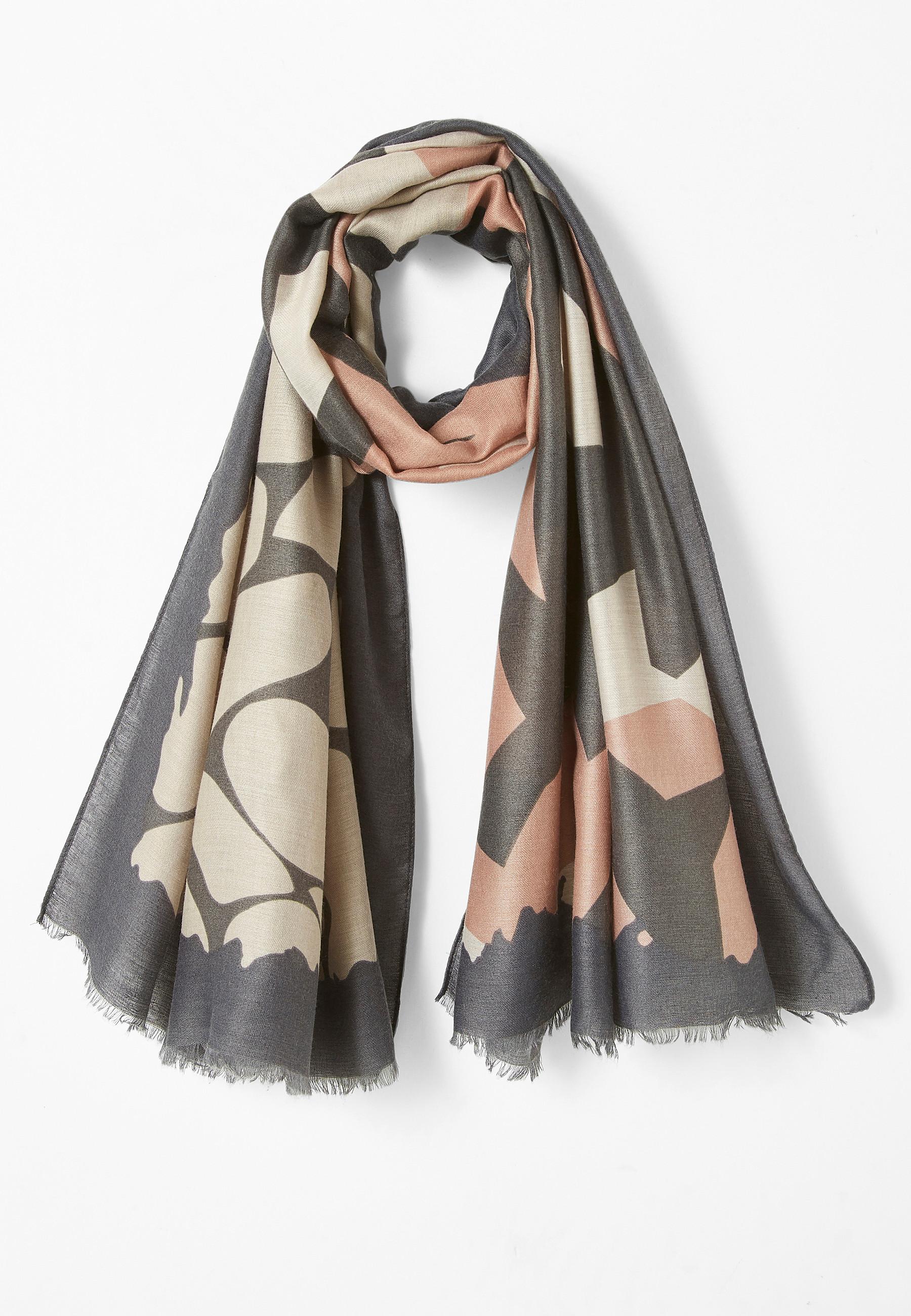 Image of Leichtes Tuch Mit Stilisiertem Motiv. Damen Grau ONE SIZE