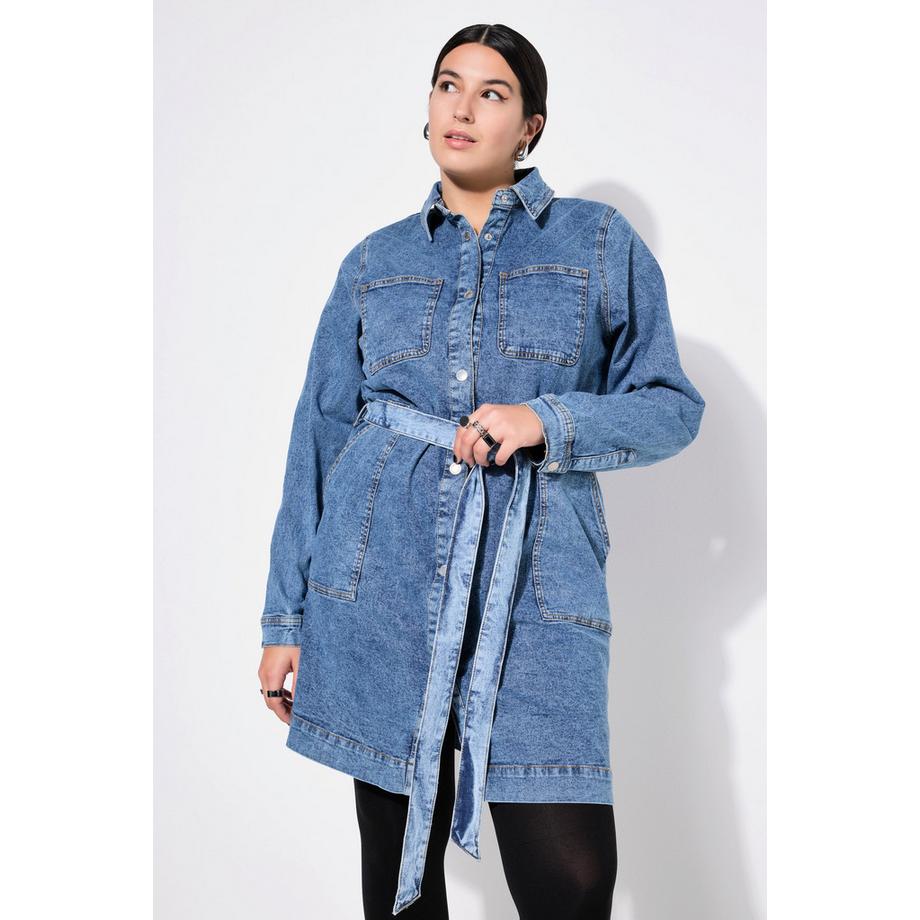 Studio Untold Abito di jeans Taglio Dritto Collo Camicia Laccetto Maniche Lunghe  