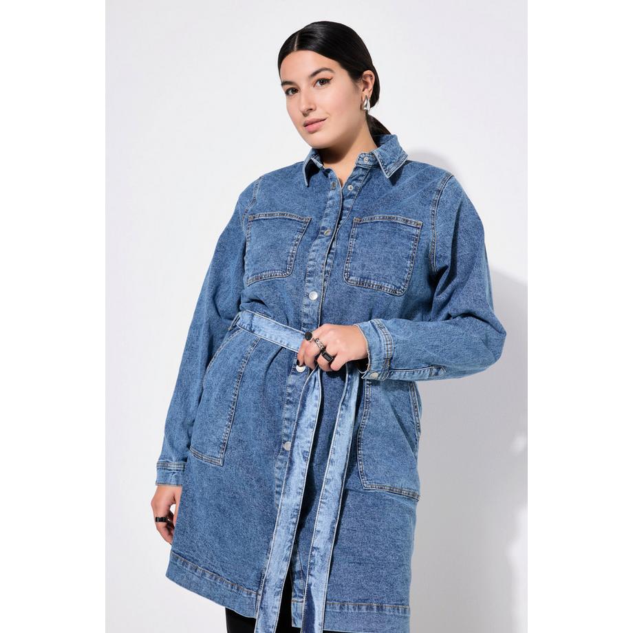 Studio Untold Abito di jeans Taglio Dritto Collo Camicia Laccetto Maniche Lunghe  