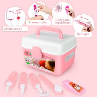 Activity-board  Coffret de jeux de rôle pour enfants pour dentistes, chirurgiens et vétérinaires, 30 pièces avec lumière et son, comprenant un stéthoscope électronique, une casquette de laboratoire et un équipement de jeu médical (rose). 