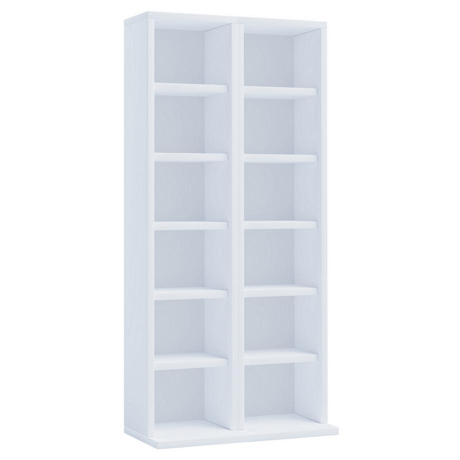 VCM Holz CD DVD Stand Regal | CD Regal mit Platz für 204 CDs oder 72 DVDs oder 40-Videos | Maße: H. 92 x B. 42 x T. 20 cm | Elegantes CD/DVD Regal | Blu  