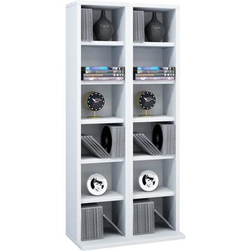 Holz CD DVD Stand Regal | CD Regal mit Platz für 204 CDs oder 72 DVDs oder 40-Videos | Maße: H. 92 x B. 42 x T. 20 cm | Elegantes CD/DVD Regal | Blu