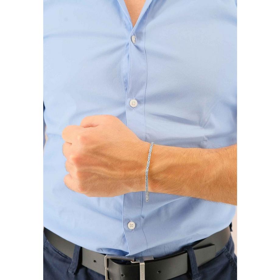 MUAU Schmuck  Bracelet Königskette klassisch Weissgold 750, 19cm, 2.5mm 