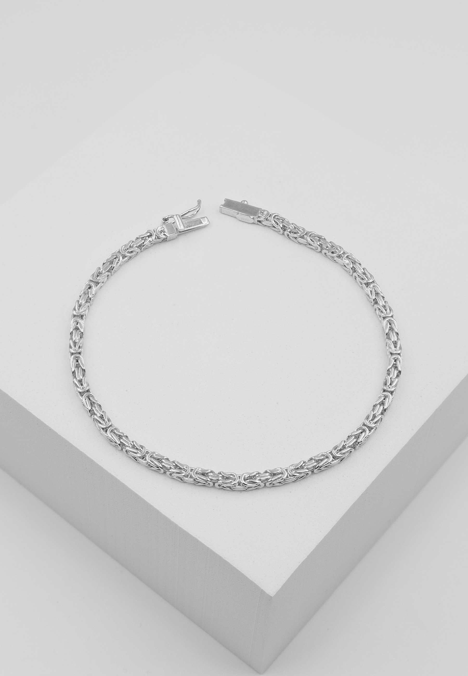 MUAU Schmuck  Bracelet Königskette klassisch Weissgold 750, 19cm, 2.5mm 