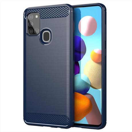 Cadorabo  Housse compatible avec Samsung Galaxy A21s - Coque de protection en silicone TPU flexible, aspect inox et fibre de carbone 