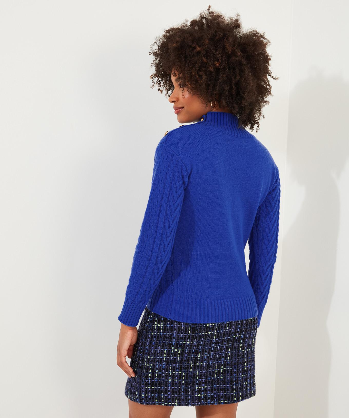 Joe Browns  Pull Poignet Côtelé Tricot Torsadé Bleu Cobalt 