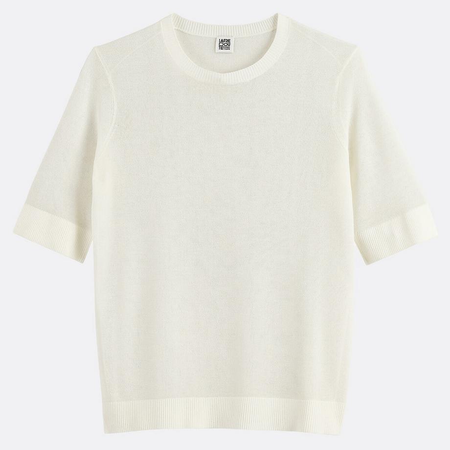 La Redoute Collections Maglione a Maniche Corte Girocollo in Maglia Fine  