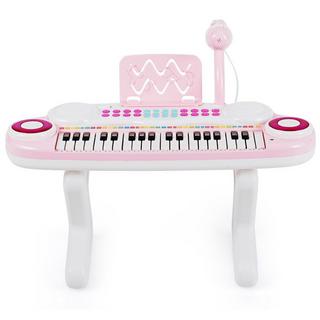 B2X  Clavier de piano 37 touches pour enfant avec support, clavier éducatif, 48 x 20 x 38 cm, rose 