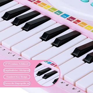 B2X  Clavier de piano 37 touches pour enfant avec support, clavier éducatif, 48 x 20 x 38 cm, rose 