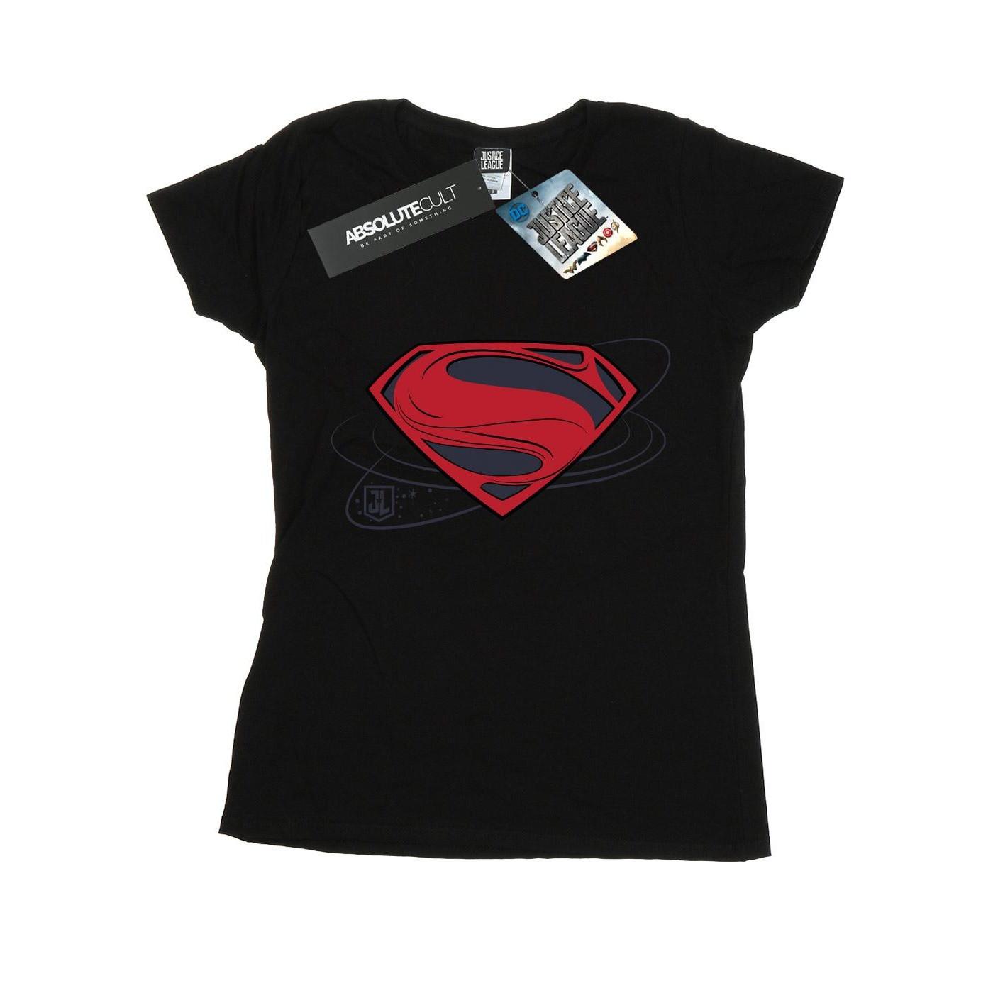 Image of Justice League Movie Superman Logo Tshirt Damen Schwarz S