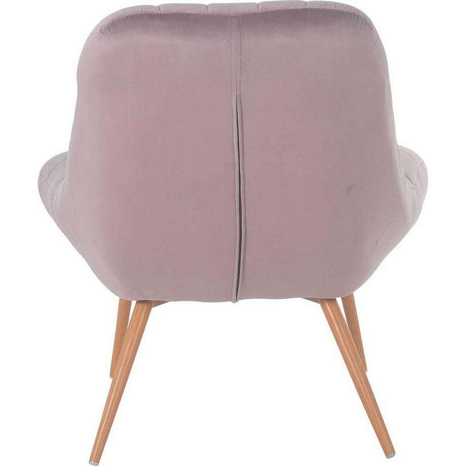 mutoni Sessel XXL Samt rosa Metallbeine Holzoptik  