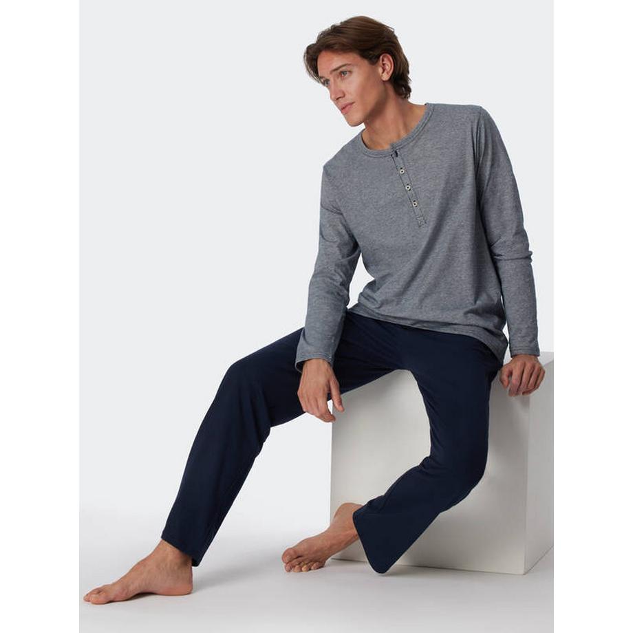 Schiesser Pyjama Long Patte de Boutonnage  