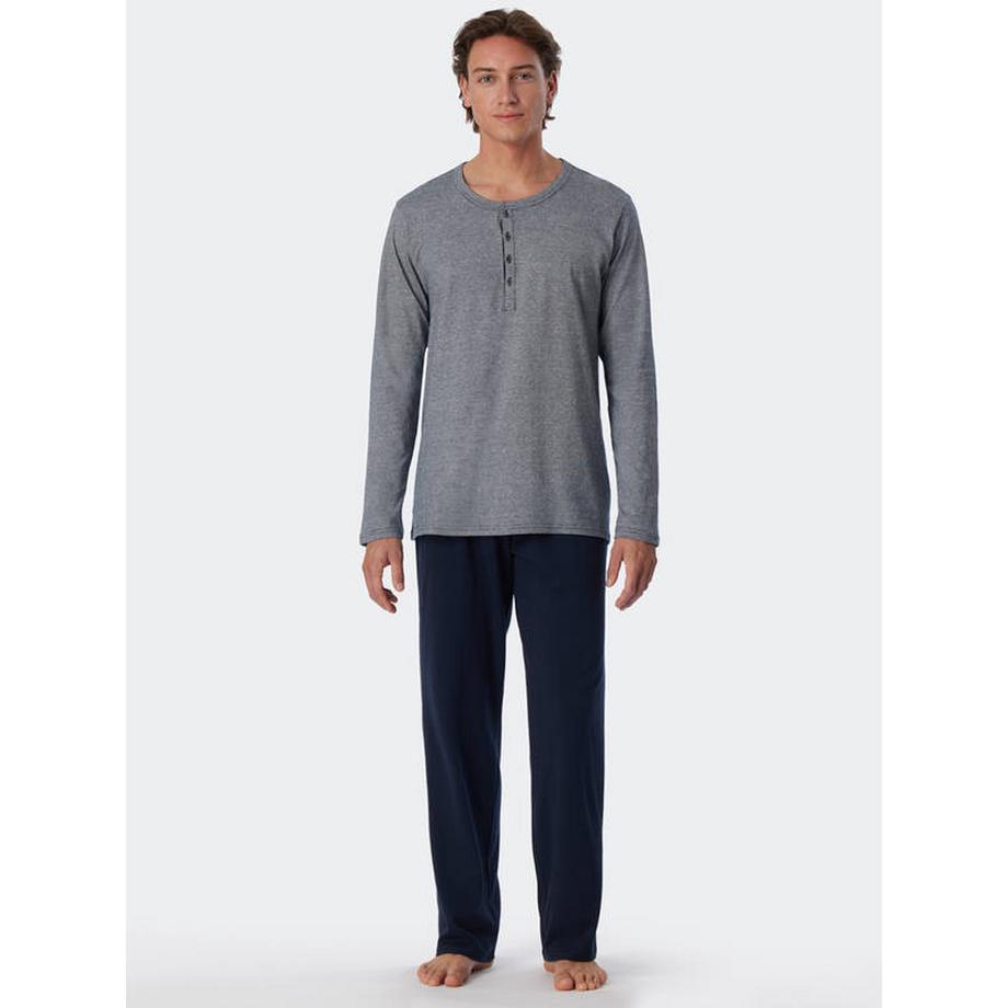 Schiesser Pyjama Long Patte de Boutonnage  