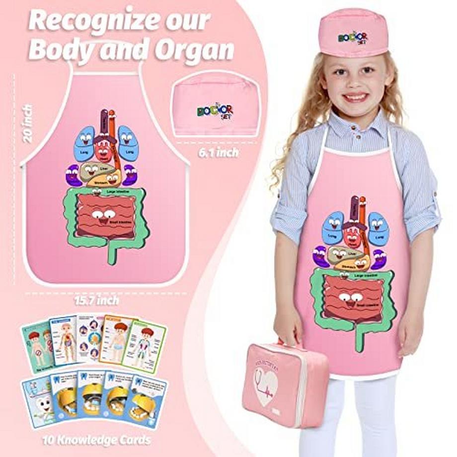 Activity-board  Arztkoffer Kinder Holz doktorkoffer Kinder Spielzeug mit Stethoskop, Tablett aus Edelstahl und 