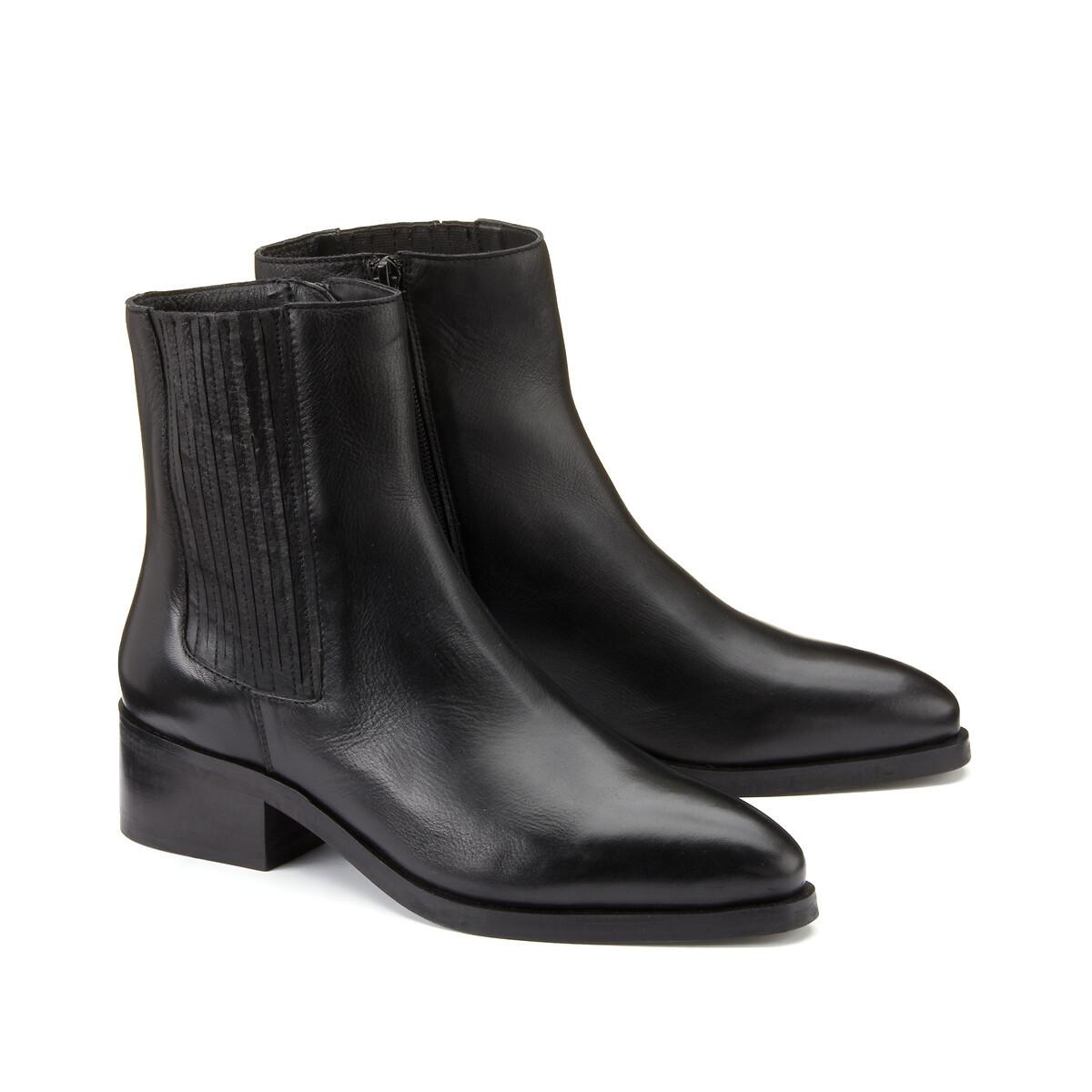 Image of Lederboots Damen Schwarz 38