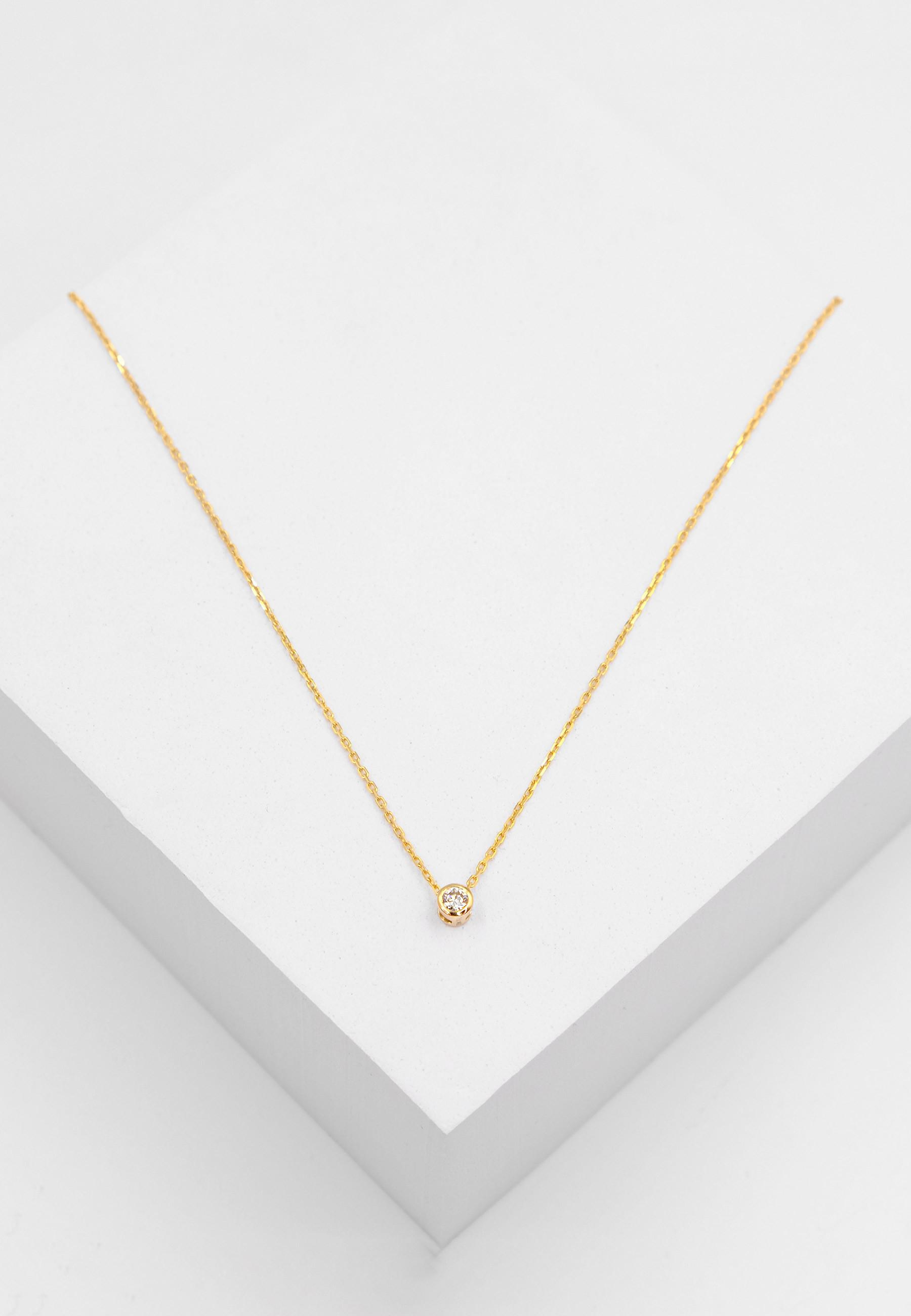 MUAU Schmuck  Solitär Anhänger Zargenfassung Gelbgold 750 Diamant 0.10ct. 4.5x4.5mm 