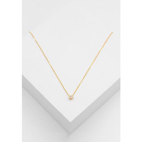 MUAU Schmuck  Solitär Anhänger Zargenfassung Gelbgold 750 Diamant 0.10ct. 4.5x4.5mm 