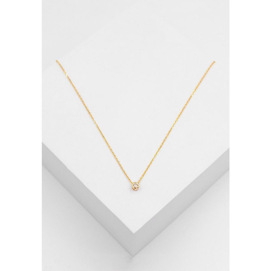 Pendentif solitaire Monture en or jaune 750 Diamant 0.10ct. 4.5x4.5mm