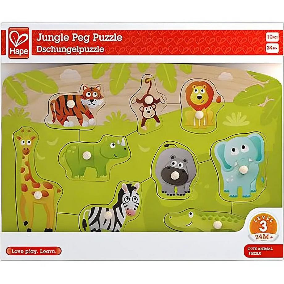 Hape  Puzzle à boutons Hape Jungle animals - 9 pièces 