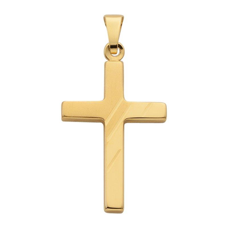 MUAU Schmuck  Pendentif croix en or jaune 750, 26x14mm 