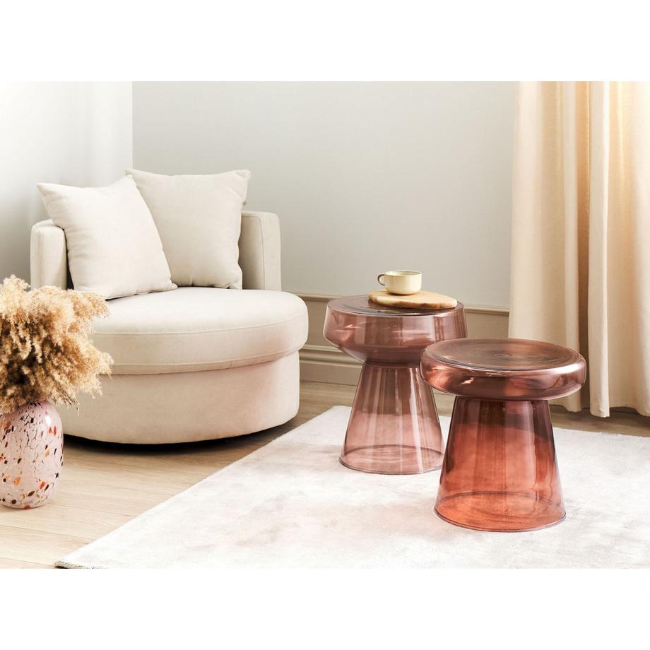 Beliani Lot de 2 tables d'appoint en Verre Rétro LAGUNA/CALDERA  