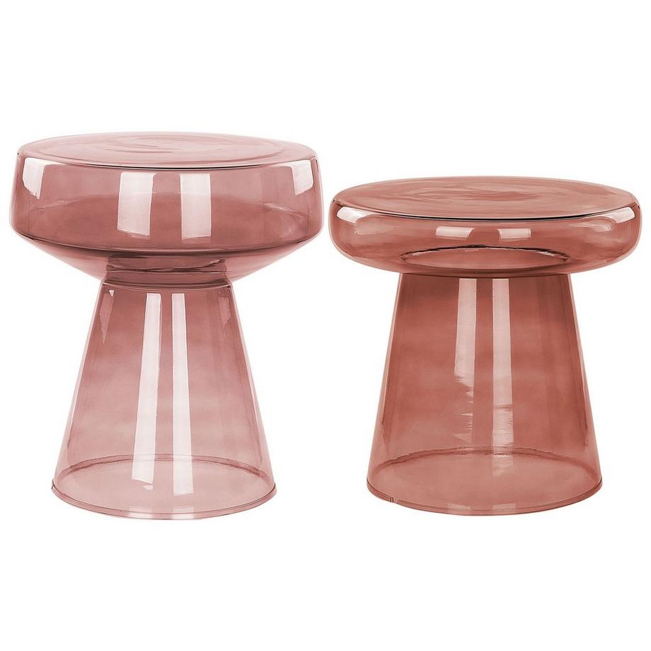 Beliani Lot de 2 tables d'appoint en Verre Rétro LAGUNA/CALDERA  