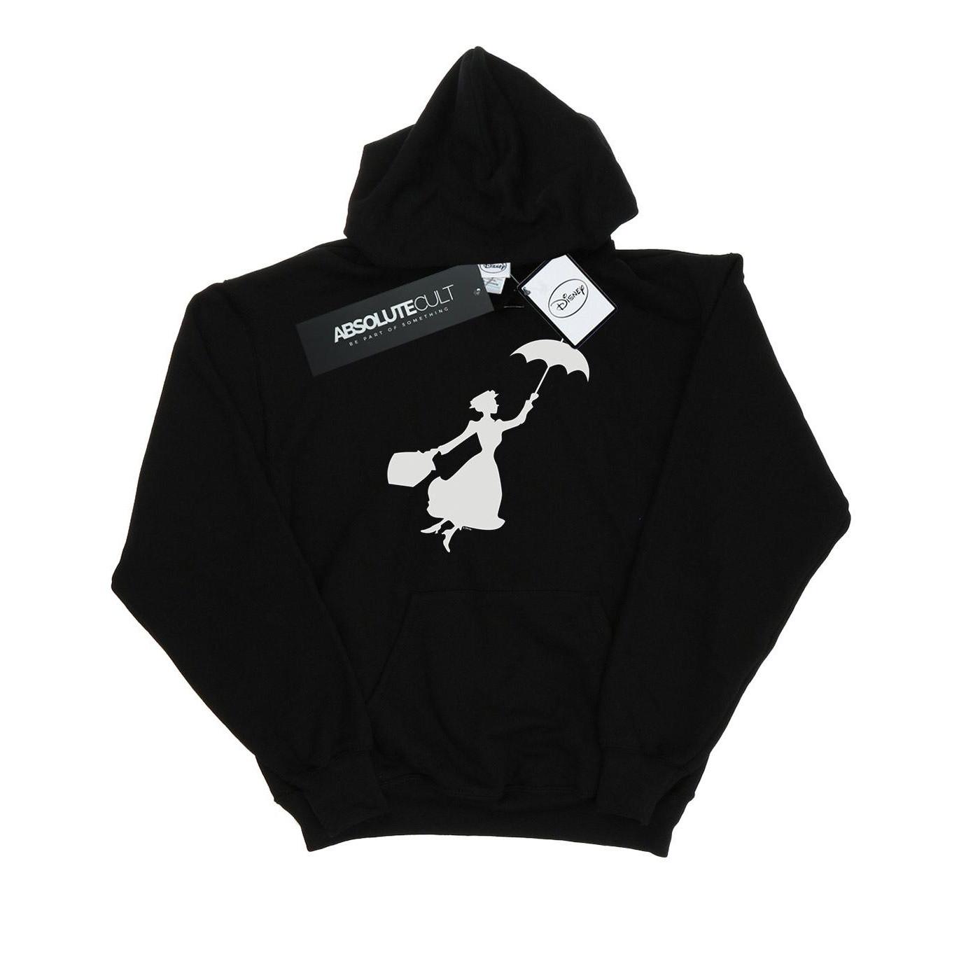 Image of Mary Poppins Flying Silhouette Kapuzenpullover Unisex Schwarz 116