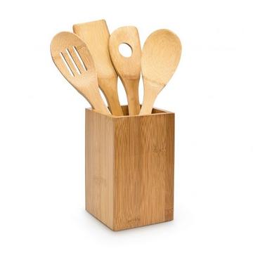 Utensile da cucina in bambù 5 parti con supporto