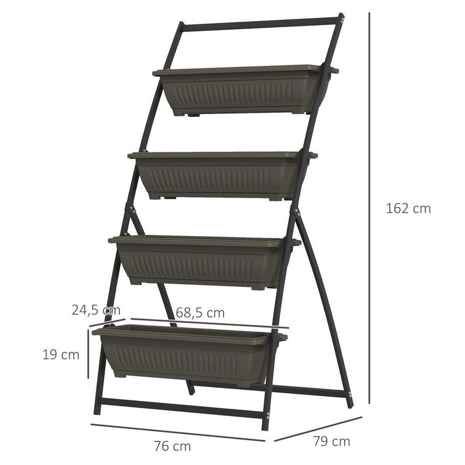 Northio Porta Piante, Porta Fiori Con 4 Ripiani, Scaffale Per Piante Con Fori, Scaletta Per Piante Scaffale Per Fiori Per Giardino, Acciaio, Marrone, 76 X 79 X 162 Cm  
