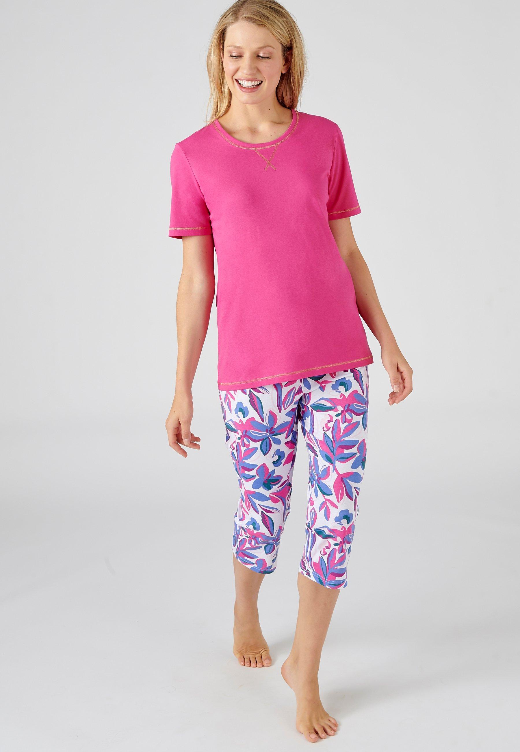 Image of Jersey-kurzpyjama Mit Glänzenden Details. Unisex Rosa 42/44