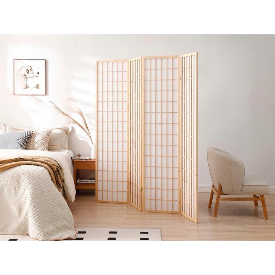 Vente-unique  Paravent japonais 4 pans en bois de pin - L. 174  x H.178 cm - Naturel - LODUI 