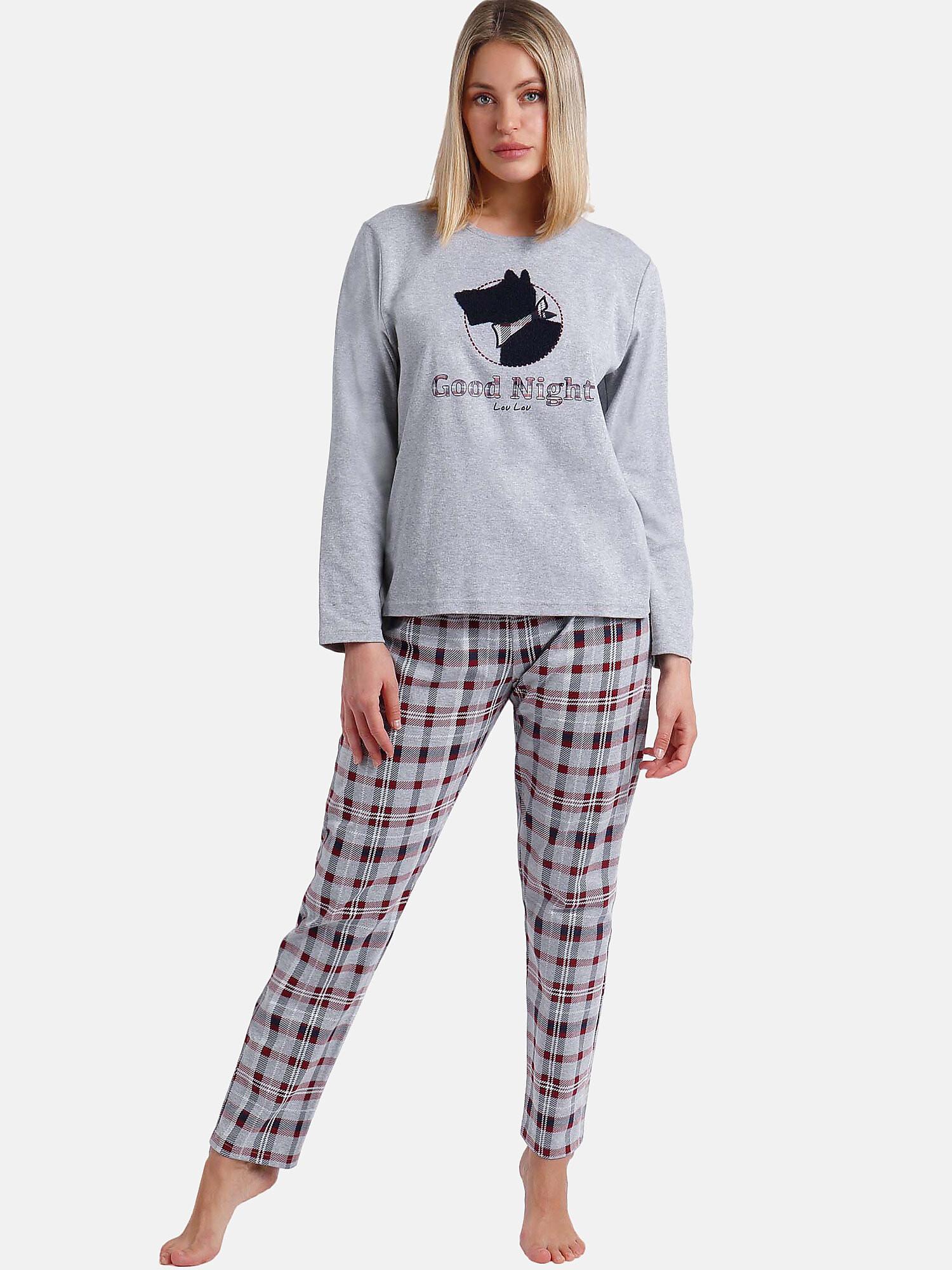 Image of Pyjama Hausanzug Hose Und Oberteil Loulou Goodnight Unisex Grau L