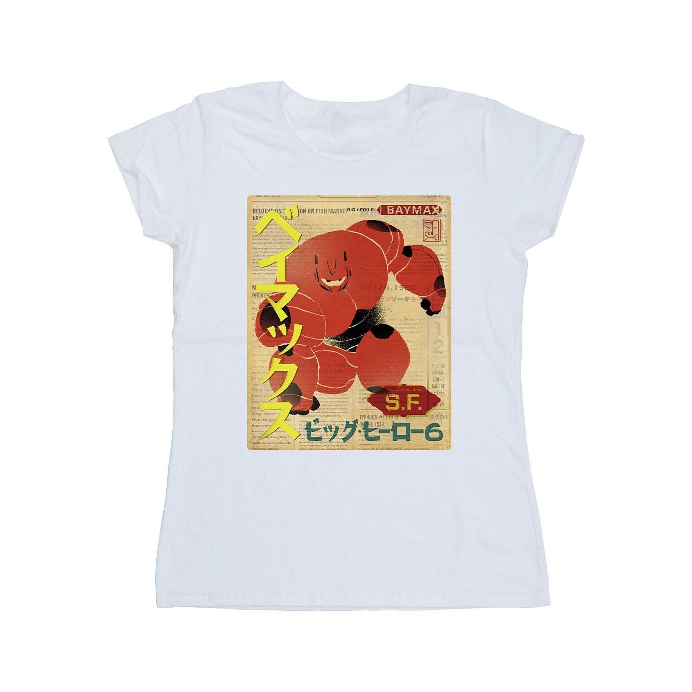 Image of Big Hero 6 Baymax Baymax Newspaper Tshirt Damen Weiss L