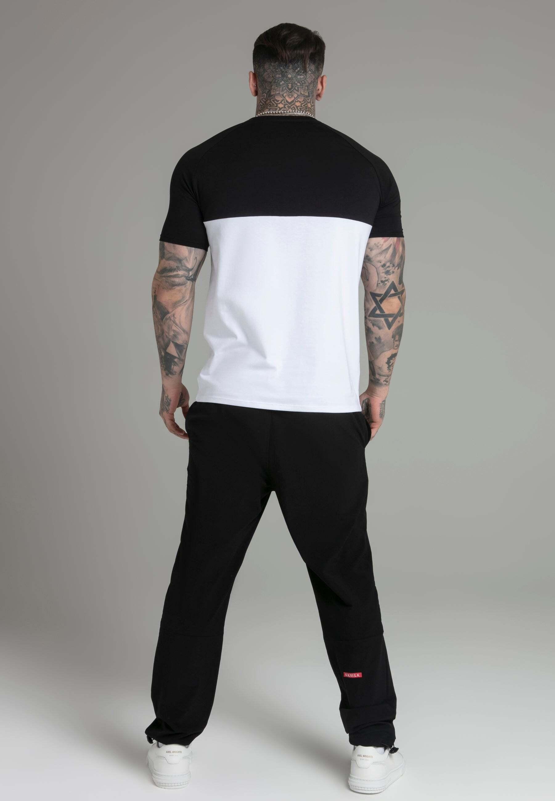 Sik Silk  T-shirt Cut and Sew T-Shirt in Black, White 