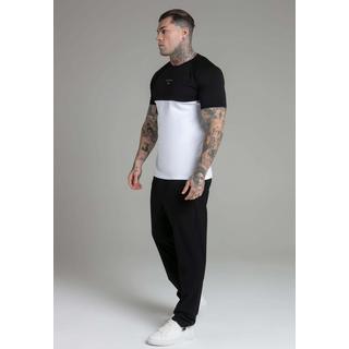 Sik Silk  T-shirt Cut and Sew T-Shirt in Black, White 