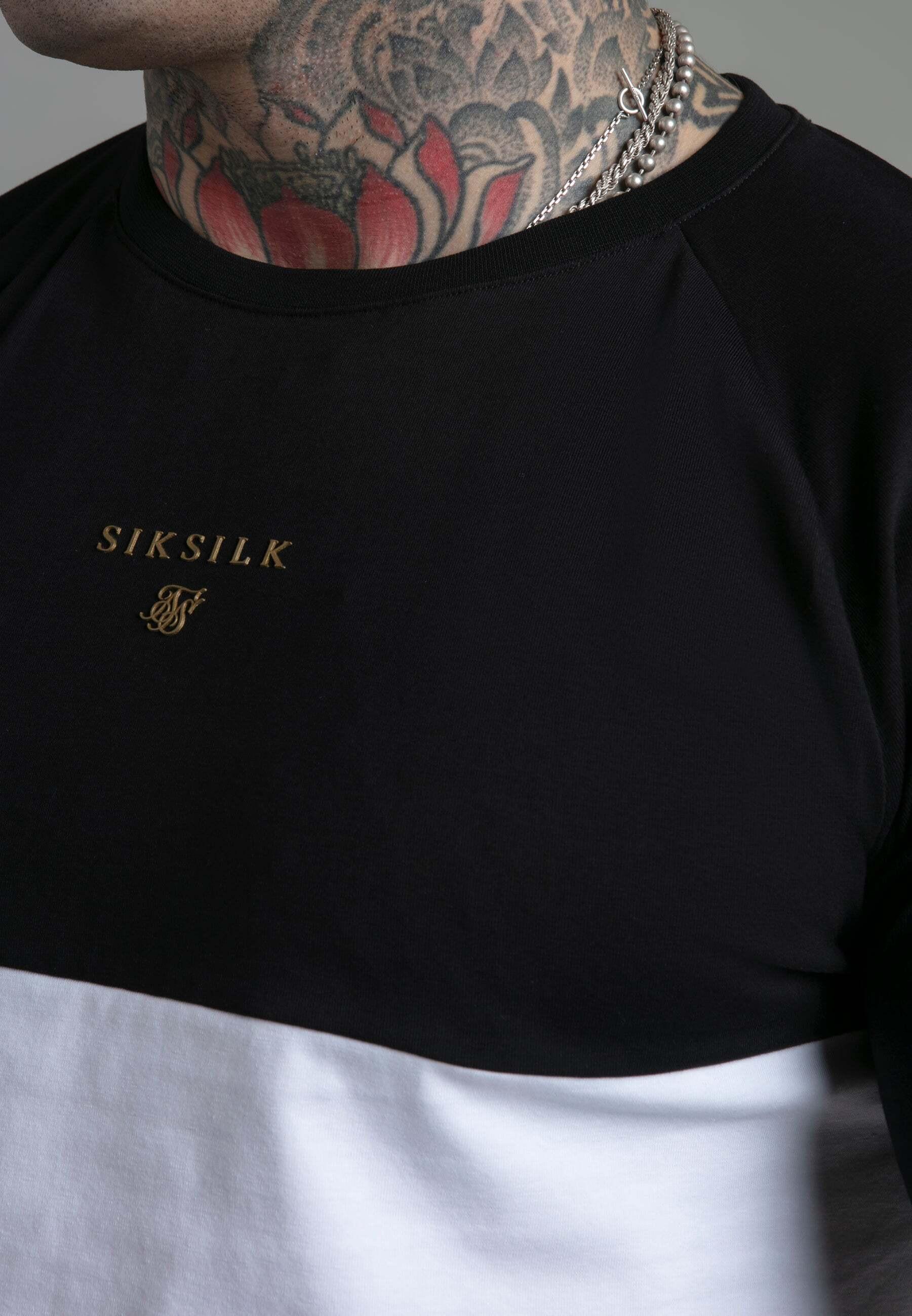 Sik Silk  T-shirt Cut and Sew T-Shirt in Black, White 