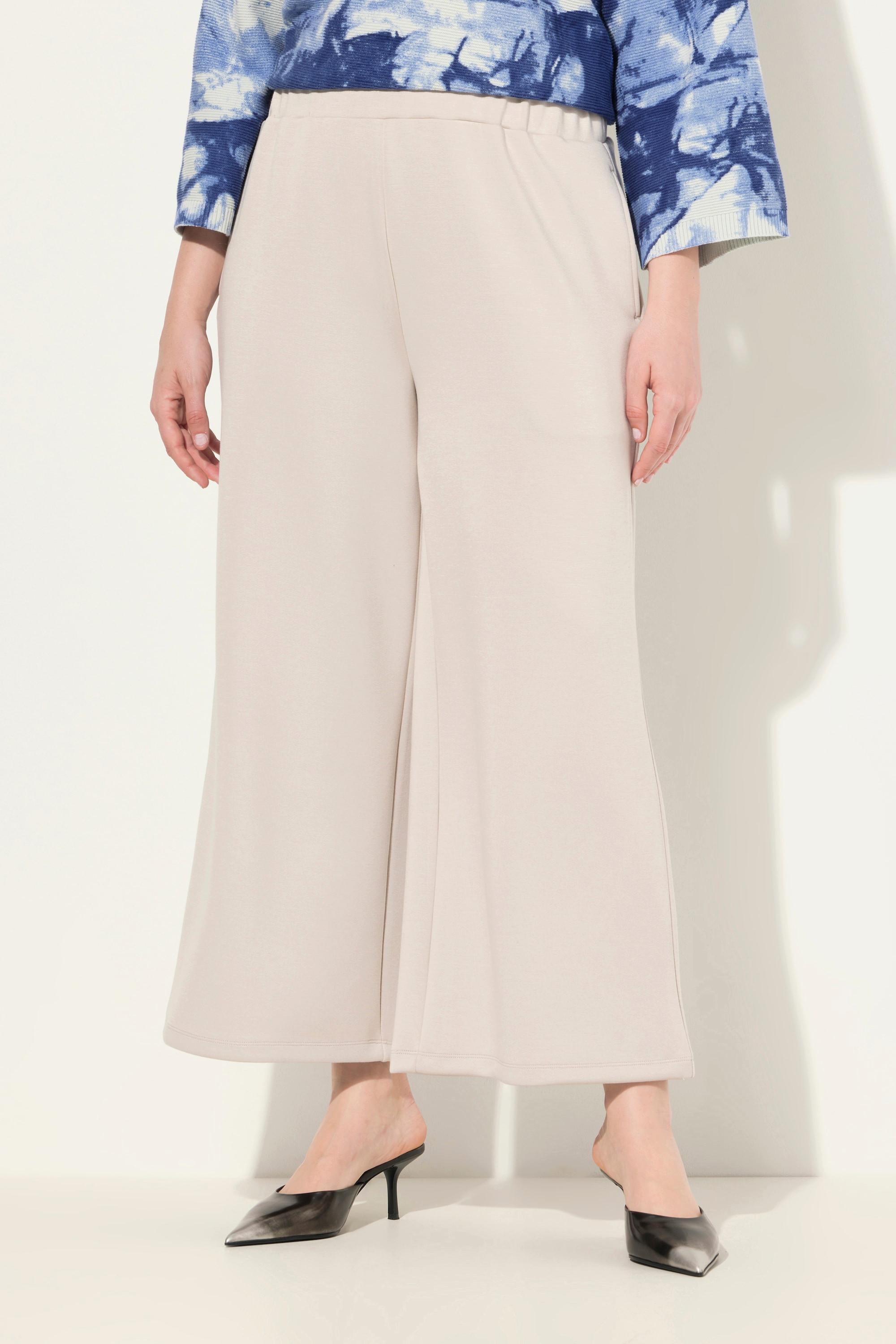 Ulla Popken  Jupe-culotte large en jersey, ceinture élastique et longueur au mollet 