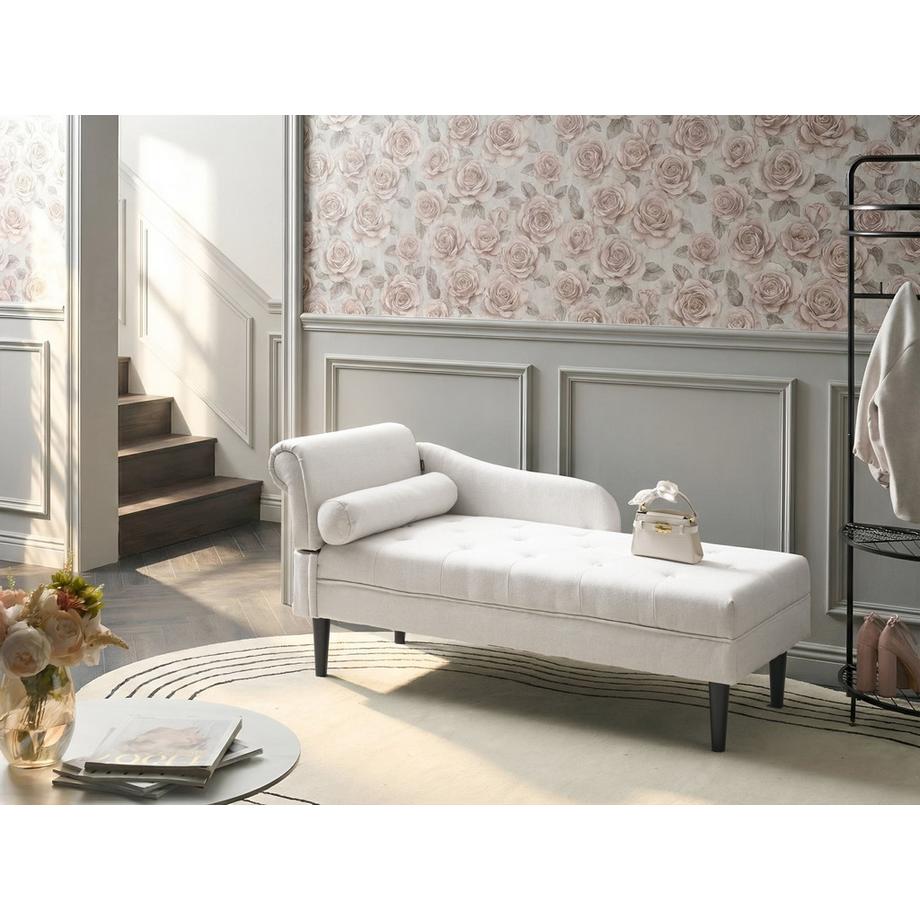 Beliani Linksseitige Chaiselongue aus Stoff Glamourös YVOIRE  