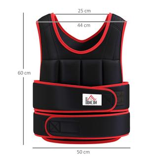 Northio  Gilet da allenamento da 20 kg Gilet con pesi con doppie cinghie Allenamento della forza regolabile Fitness Oxford Metallo Sabbia Nero + Rosso 60 x 50 cm 