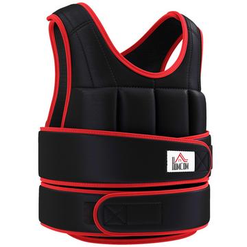 Gilet da allenamento da 20 kg Gilet con pesi con doppie cinghie Allenamento della forza regolabile Fitness Oxford Metallo Sabbia Nero + Rosso 60 x 50 cm