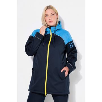 giacca lunga softshell, idrorepellente, zip a doppio cursore