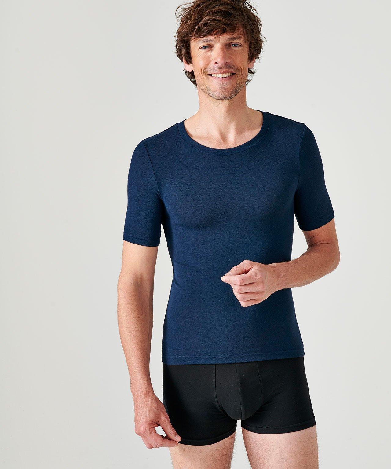 Image of T-shirt Mit Rundhalsausschnitt. Herren Blau L