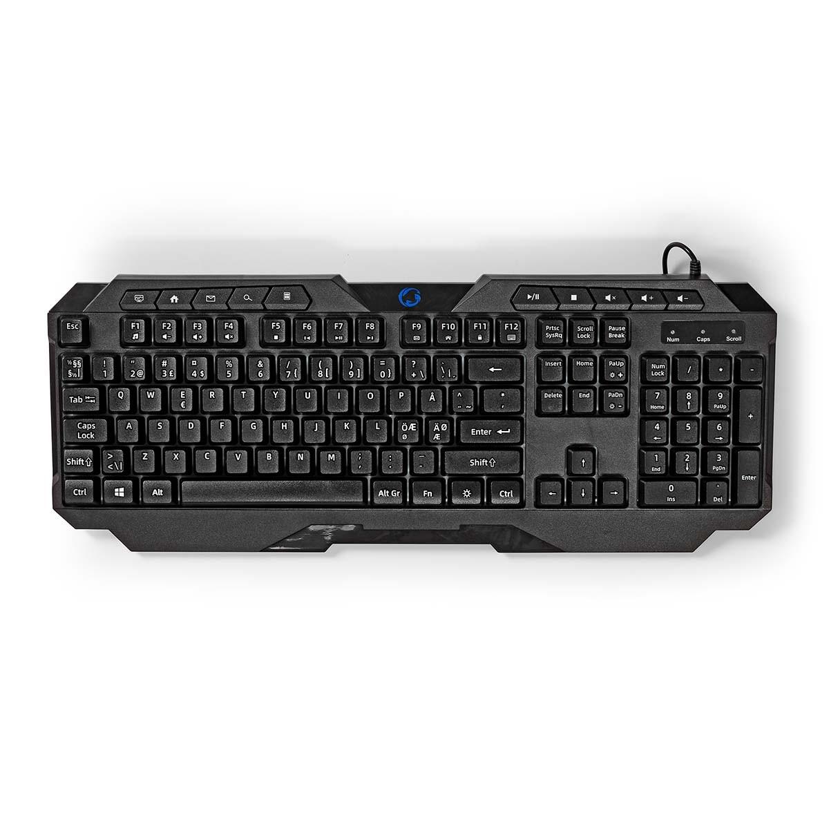 Nedis  Kabelgebundene Gaming-Tastatur | USB Typ-A | Membrantasten | LED | QWERTY | ND-Layout | USB-Stromversorgung | Stromkabellänge: 1,30 m | Multimedia 