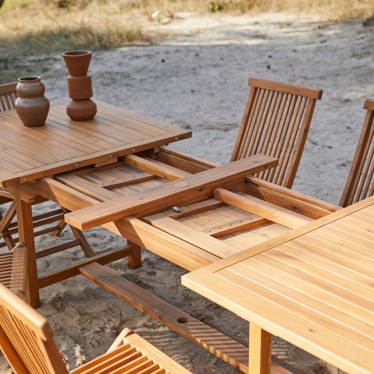 Tikamoon Tavolo da giardino rettangolare in legno massello di acacia Capri  