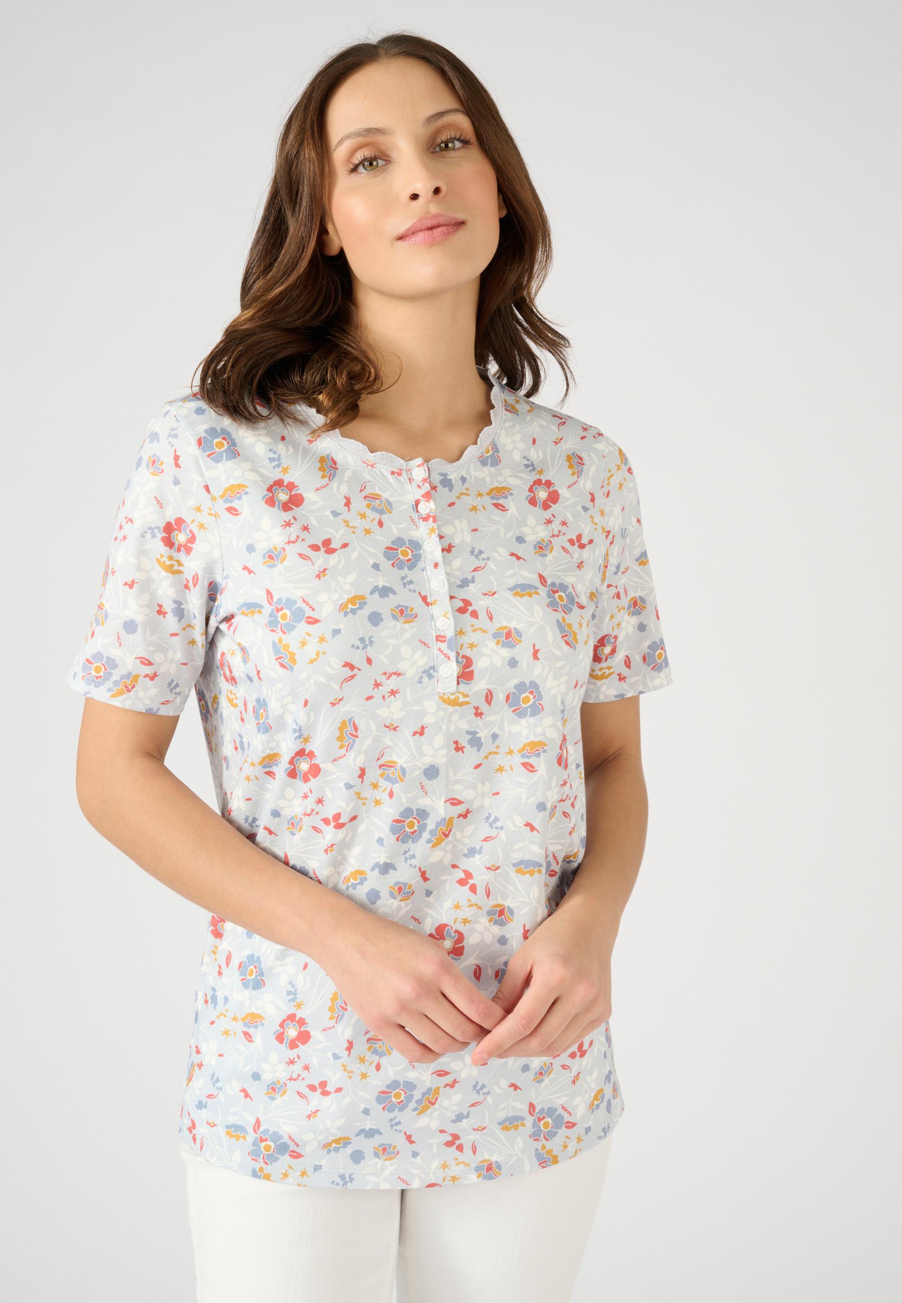Image of T-shirt Mit Modischem Ausschnitt. Damen Blau 38/40