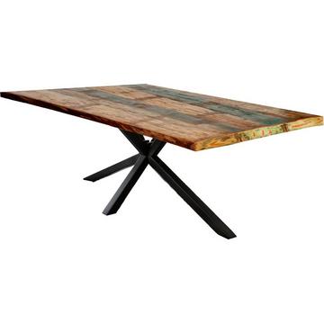 Table 220x100 cm - bois de récupération coloré - métal noir antique