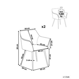 Beliani Chaise de salle à manger en Velours Moderne JASMIN  